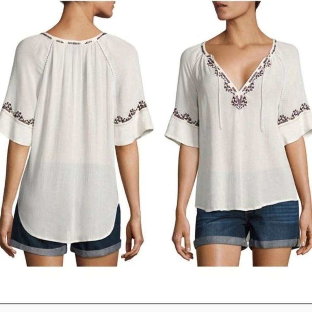 PAIGE Chessa Flowy Bohemian Embroidered Blouse XS - Picture 3 of 7